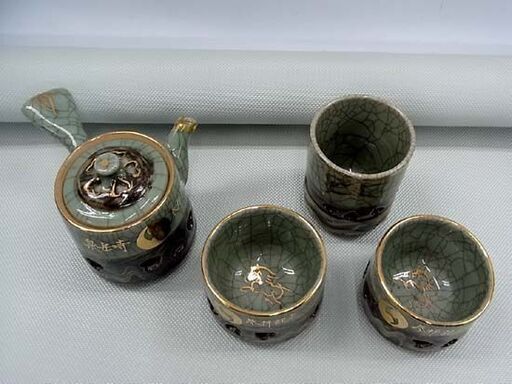 相馬焼 陶徳 急須 湯呑４点セット 茶器 泉岳寺参拝記念 相馬 近景 二重 札幌 北２０条店