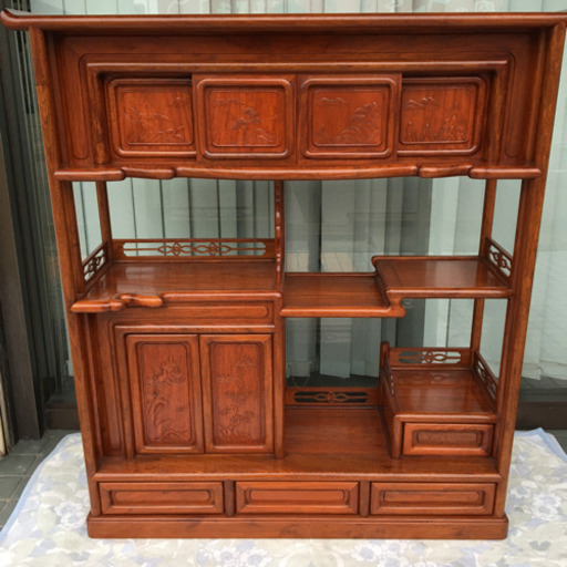 ※終了※▼▼１万円引き▼▼【唐木　和家具】飾り棚 違い棚 茶棚 茶箪笥 木工品 伝統的工芸品 木製