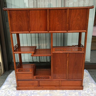 終了※▽▽1万円引き▽▽【唐木 和家具】飾り棚 違い棚 茶棚