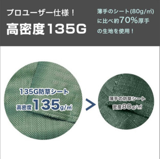 高密度135G 防草シート 1m×50m モスグリーン
