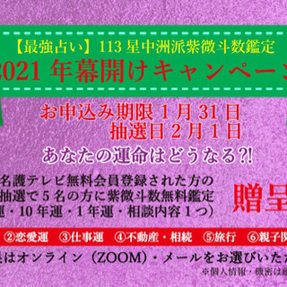 紫微斗数無料鑑定のご案内