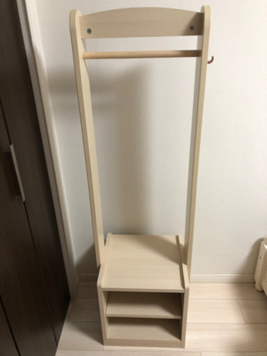 下に収納付 木材ハンガーラック