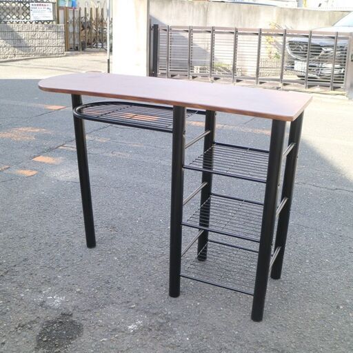 カウンターテーブル ダイニングテーブル ハイテーブル 木製天板 W120xD40xH87.5cm