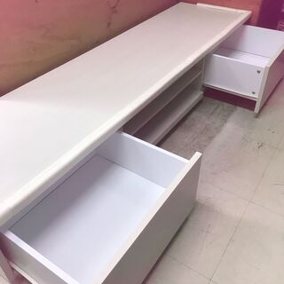 【リサイクルショップどりーむ荒田店】No5928 TV台　テレビボード　大型テレビ対応　ホワイト　人気カラー　状態良好　模様替え　５５型　６０型　中古　美品の画像