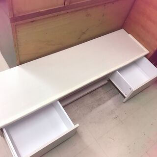 【リサイクルショップどりーむ荒田店】No5928 TV台　テレビボード　大型テレビ対応　ホワイト　人気カラー　状態良好　模様替え　５５型　６０型　中古　美品の画像