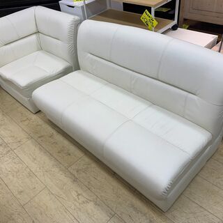 ★ 3人掛けソファ セパレート＆収納 ソファ 白色 無地 インテリア 家具 ☆ 買取帝国朝霞店 の画像