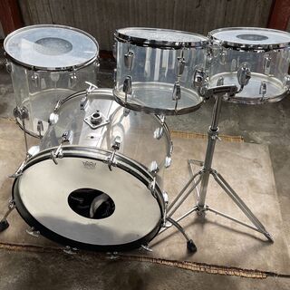 Ludwig vistalite 4点セット クリアー 80年代B/Oバッジ