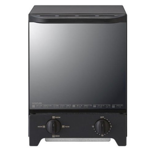 省スペース型 デザイントースター(ブラック) 出力しっかり高め　KOS-1021