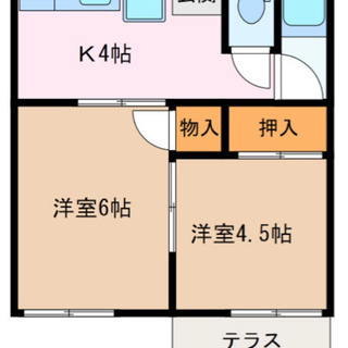松坂駅徒歩８分、２DKセパレート、駐車場付き、エアコン・ウォシュレット付、室内洗濯機置場、ペット相談可の画像