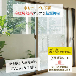 ※再値下げ！最底値。未使用品！※【UVカット＆断熱マドピタシート アール】[90×180cm・2枚組]【送料無料】 (結露防止シート 断熱シート 窓 透明 おしゃれ 結露 防止 シート 寒さ対策 おすすめ 目隠し)の画像