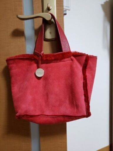 『FURLA』フルラ ムートン トートバッグ レッド