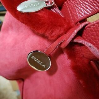 『FURLA』フルラ ムートン ファー 
トートバッグ レッドの画像