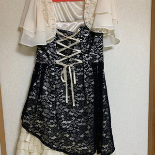 【美品　新品未使用】結婚式　2次会　パーティードレス　2WAYワンピース　ボレロ、スカート付きの画像