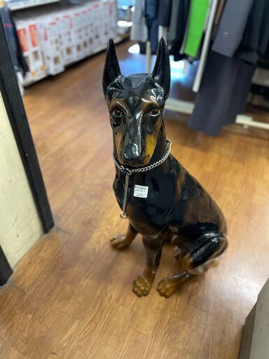 木製　ドーベルマン　※底小割れ有
