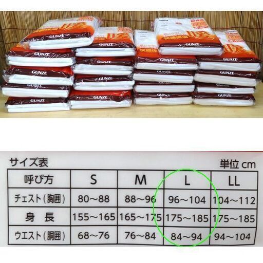 未開封品★グンゼ 紳士用 肌着 上下セット L 2枚組 計18袋　 長袖 U首・長ズボン下（前あき）快適保湿 暖 厚地 綿100％ あったか 白 まとめて メンズ 男性 下着 インナー  ☆ PayPay(ペイペイ)決済可能 ☆ 札幌市 豊平区 平岸 アウトレットモノハウス