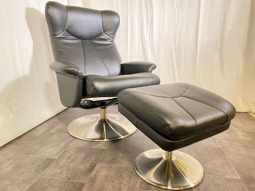 パーソナルチェア ソファ ニトリ 1人掛け 黒 オットマン付き 中古品