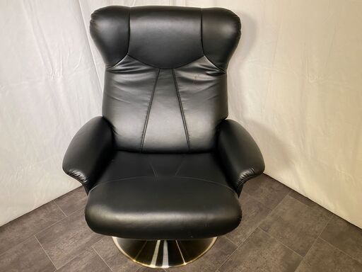 パーソナルチェア ソファ ニトリ 1人掛け 黒 オットマン付き 中古品