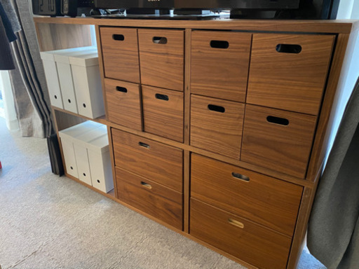 無印良品 スタッキングシェルフセット・３段×２列・ウォールナット材 幅８２×奥行２８．５×高さ１２１ｃｍ 