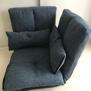 フロアコーナーソファー　ブルー　リクライニング可　福岡市内周辺のみの画像