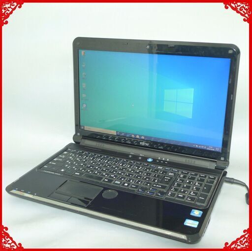 送料無料 新品SSD240GB 中古動作良品 15.6型 富士通 AH54/D ノートパソコン 第2世代Core i3 4GB DVDRW 無線 カメラ Win10 Office ブラック