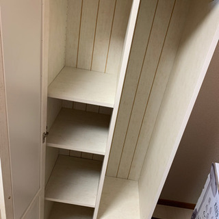 【お値下】アンティーク系 収納ラック ロッカー ハンガーラック 全身鏡 ニトリの画像