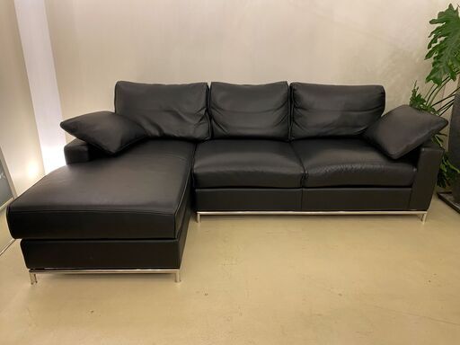 クラスティーナ ULTIMA ウルティマ カウチソファ ソファ 本革 黒 中古品