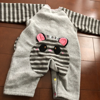 アウター　パンダさん裏起毛ロンパース　ヒョウ柄ふわもこロンパースの画像