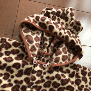 アウター　パンダさん裏起毛ロンパース　ヒョウ柄ふわもこロンパースの画像