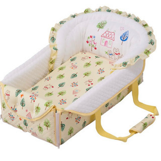 フジキ バッグdeクーファン フォレストフレンズ イエロー 日本製 赤ちゃん カゴ キャリー お昼寝の画像