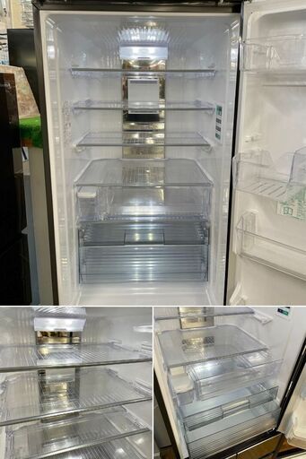 美品【 SHARP 】シャープ 410L ガラス両開き4ドア冷凍冷蔵庫 プラズマクラスター どっちもドア メガフリーザー 自動製氷機付