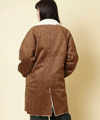 新品未使用　Louches　フェイク　ムートンロングコート　ベージュ