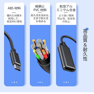 USB Type C to HDMI 変換 アダプター USB C HDMI 変換 ケープル 4K高解像度 ビデオ対応 設定不要 接続簡単 TV ディスプレイ モニターなど対応 iMac/iMac Pro/MacBook/MacBook Pro/Samsung Galaxy/Huaweiなど対応の画像