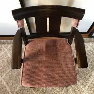 【残り1点/引取限定】ダイニングチェア　肘付き　回転式　和モダン　古民家　ニトリ　ヤマト2　回転椅子　チェア　椅子　和風 無垢　木　カリモクの画像