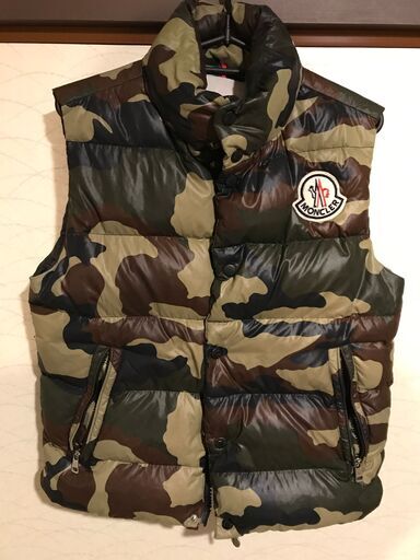 モンクレール ベスト 国内正規品 カモフラージュ柄 ダウンベスト 迷彩 カーキ×ブラウン 美品