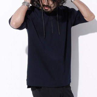 新品未使用  VOGUISH　迷彩柄フードビッグシルエット半袖パーカー　ダークネイビーの画像