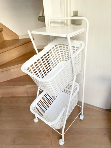 美品 ＊ 2段 ランドリーワゴン ランドリーバスケット