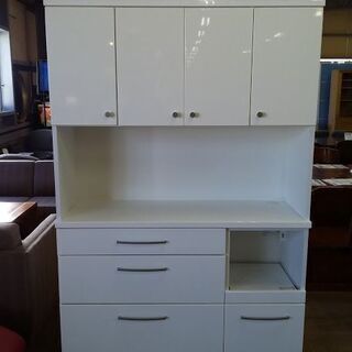 【店舗同時販売中】　ＮＩＴＯＲＩ　ニトリ　二コル１２０ＫＢ　４枚扉キッチンボード　白　　【店頭ご来店購入限定】