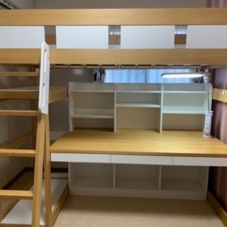 【引取決定しました】机付き木製ロフトベッド