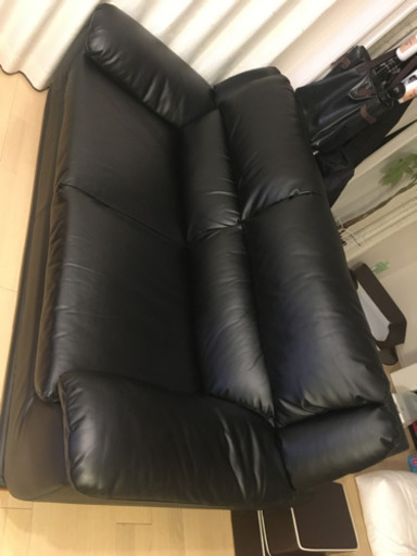 3人掛けソファ  本革　黒　美品