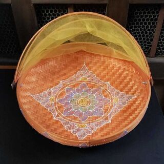 かご収納　竹かご　竹ザル　アジアン雑貨の画像