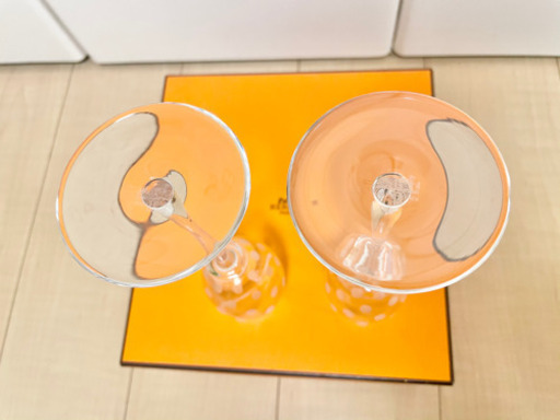 美品 HERMES エルメス シャンパングラス ペア ファンファーレ