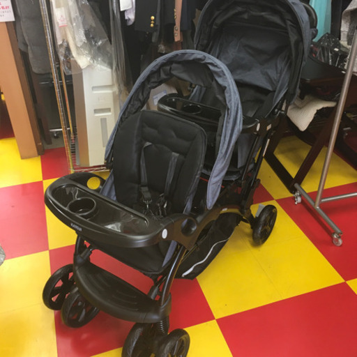 カトージ ベビーカー 二人でゴーDX（デニム）レインカバー付 未使用(ですがハンドル部分少々傷あり)