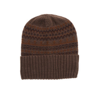 新品未使用　Samansa Mos2　ジャガード柄ニット帽　ブラウン