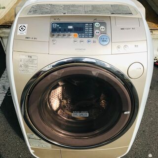 【リサイクルショップどりーむ荒田店】　6397　ドラム式洗濯機　日立　2009　洗濯乾燥機　洗/9kg　乾/7kg　右下のカバー外れ有り　【3カ月の保証付き】