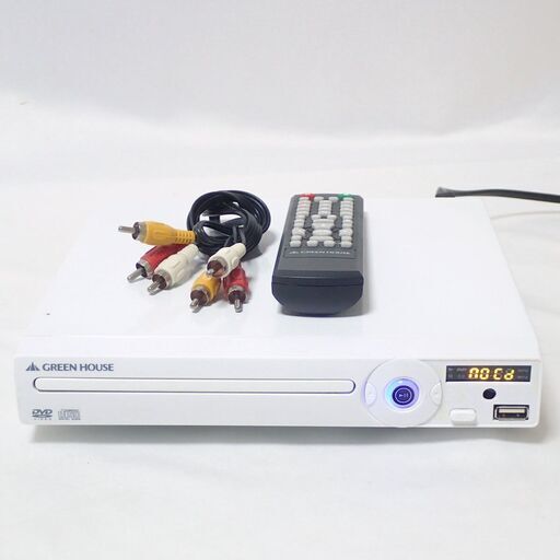 D232 GREEN HOUSE DVDプレイヤー JT3-823W　リモコン有り