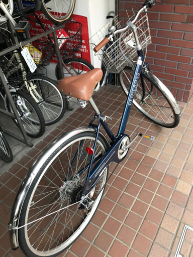 27インチ　外装6段変速　さびにくいステンレスかご付き　ブルー