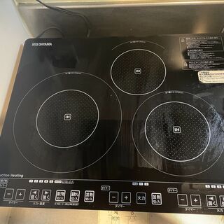 アイリスオーヤマ　IHクッキングヒーター（3口）専用台付属　IHC-S313-B＋SSIH-55の画像