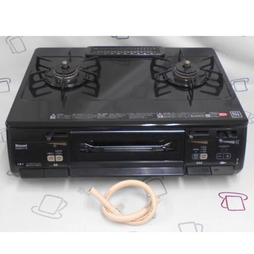 ☆リンナイ 都市ガス12A/13A用 二口コンロ RT63WHT-R 両面焼き 2014年■