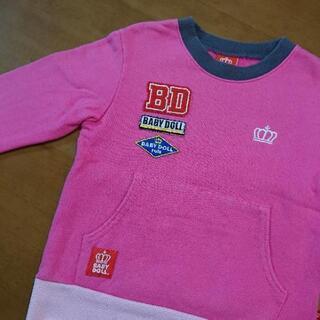 中古長袖トレーナー 110 ピンク ベビードールBABYDOOLベビドの画像