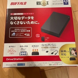 新品 HD-LD4.0U3-BKA バッファロー USB3.1 Gen1 3.0対応 外付けHDD 4TBブラック HD-LDU3-Aシリーズ パソコン テレビ録画用 の画像